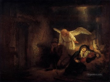 レンブラント・ファン・レイン Painting - ベツレヘムの馬小屋のジョゼフ・ドリーム レンブラント